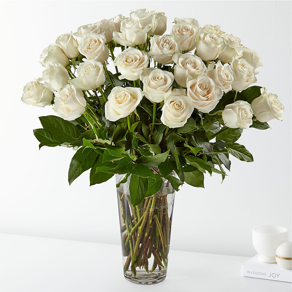 Long Stem White Rose Bouquet – Flowers By Roger Inc, Middletown OH