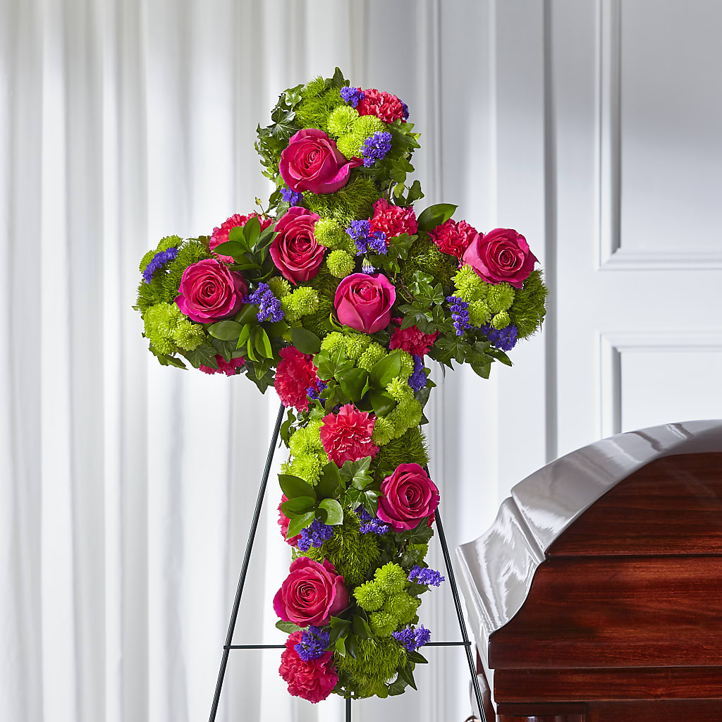 Tribute Rose Floral Cross – Flowers By Roger Inc, Middletown OH