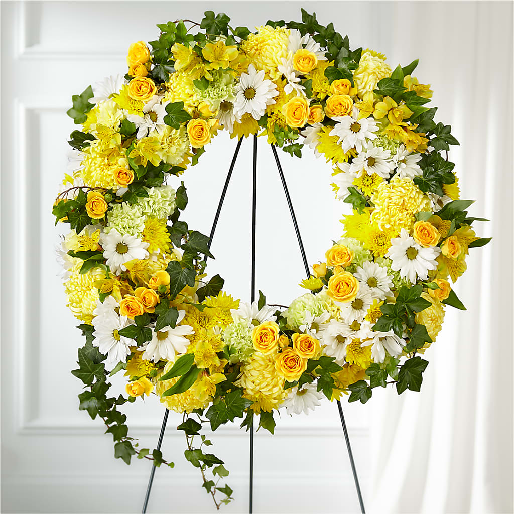 Golden Remembrance Wreath – Flowers By Roger Inc, Middletown OH