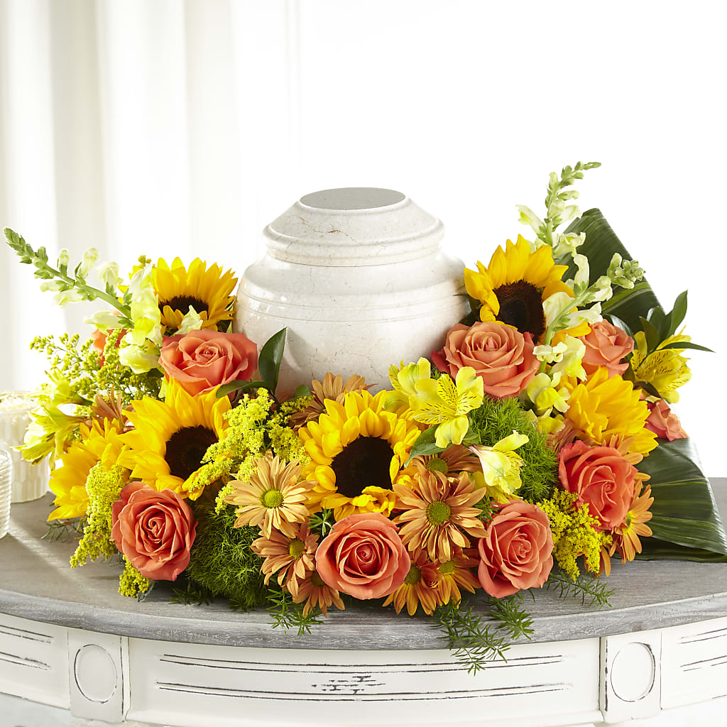 Faithful Sunflower Cremation Adornment – Flowers By Roger Inc, Middletown OH