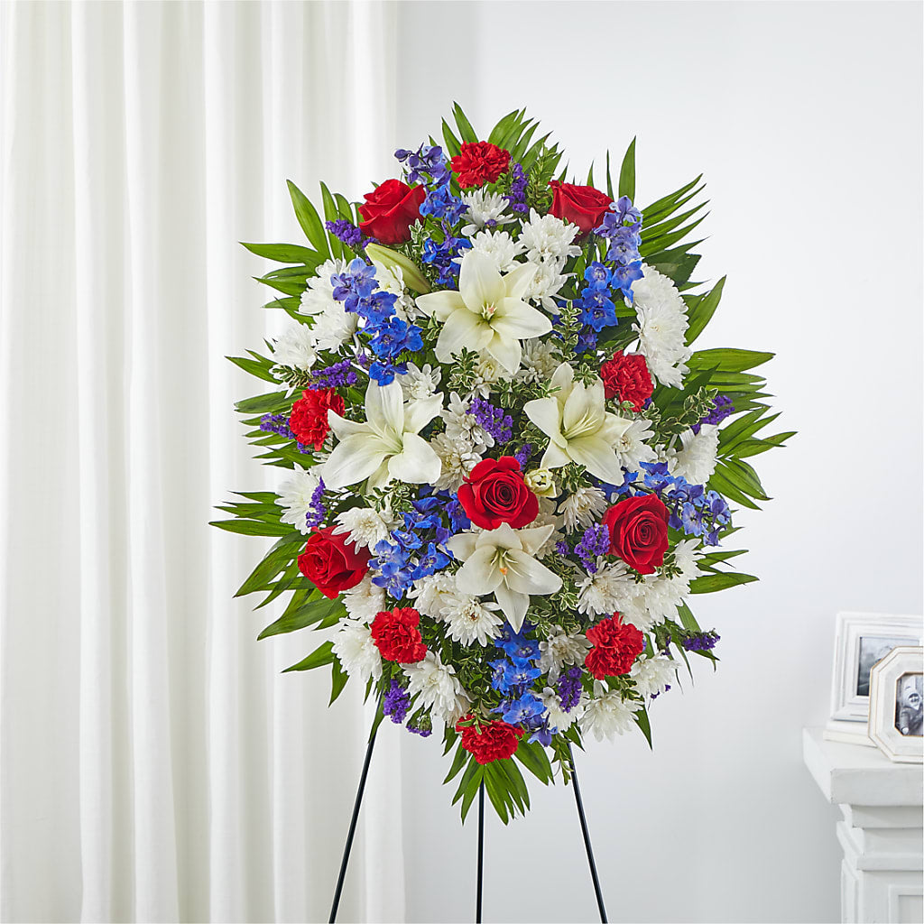 Cherished Service Standing Spray – Flowers By Roger Inc, Middletown OH