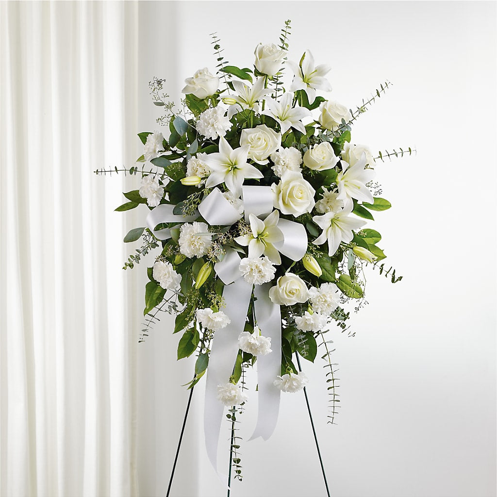 With Care Standing Spray – Flowers By Roger Inc, Middletown OH