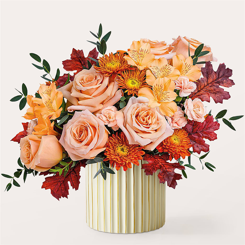 Spiced Latte Bouquet with Ivory Vase – Flowers By Roger Inc, Middletown OH