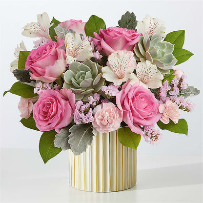 Dusty Rose Bouquet with Ivory Vase –  Flowers By Roger Inc, Middletown OH