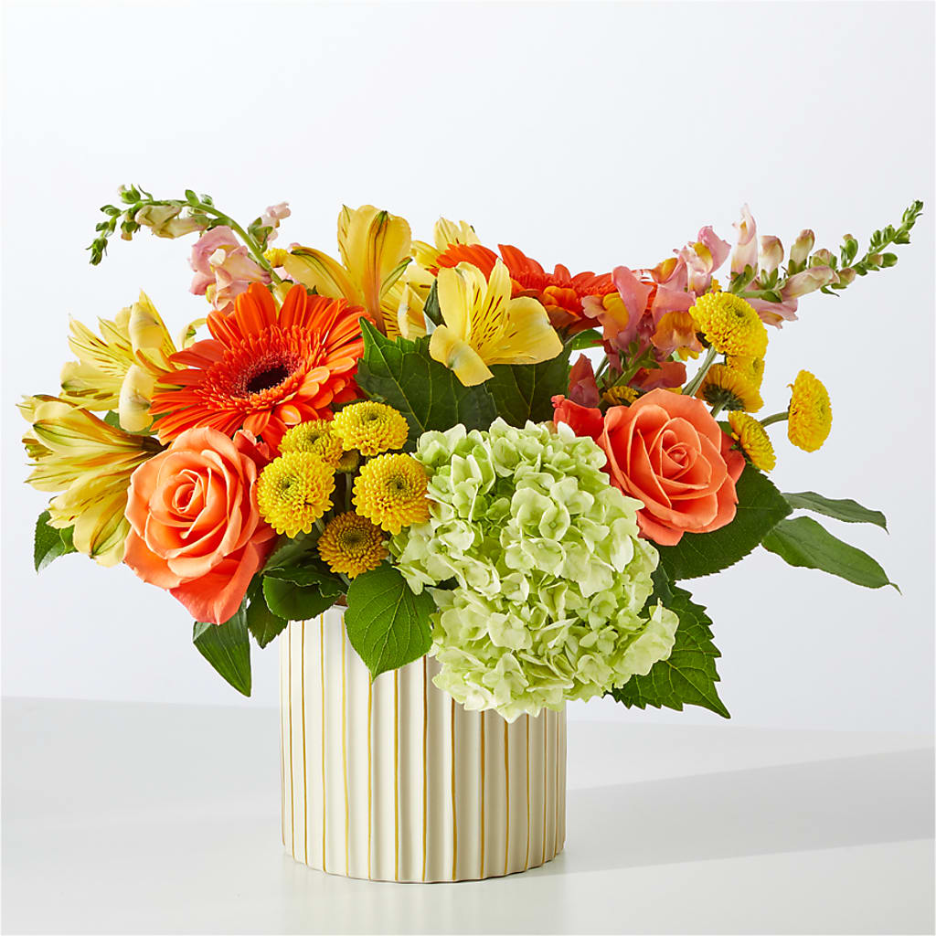 Autumn Sunshine Bouquet with Ivory Vase –  Flowers By Roger Inc, Middletown OH