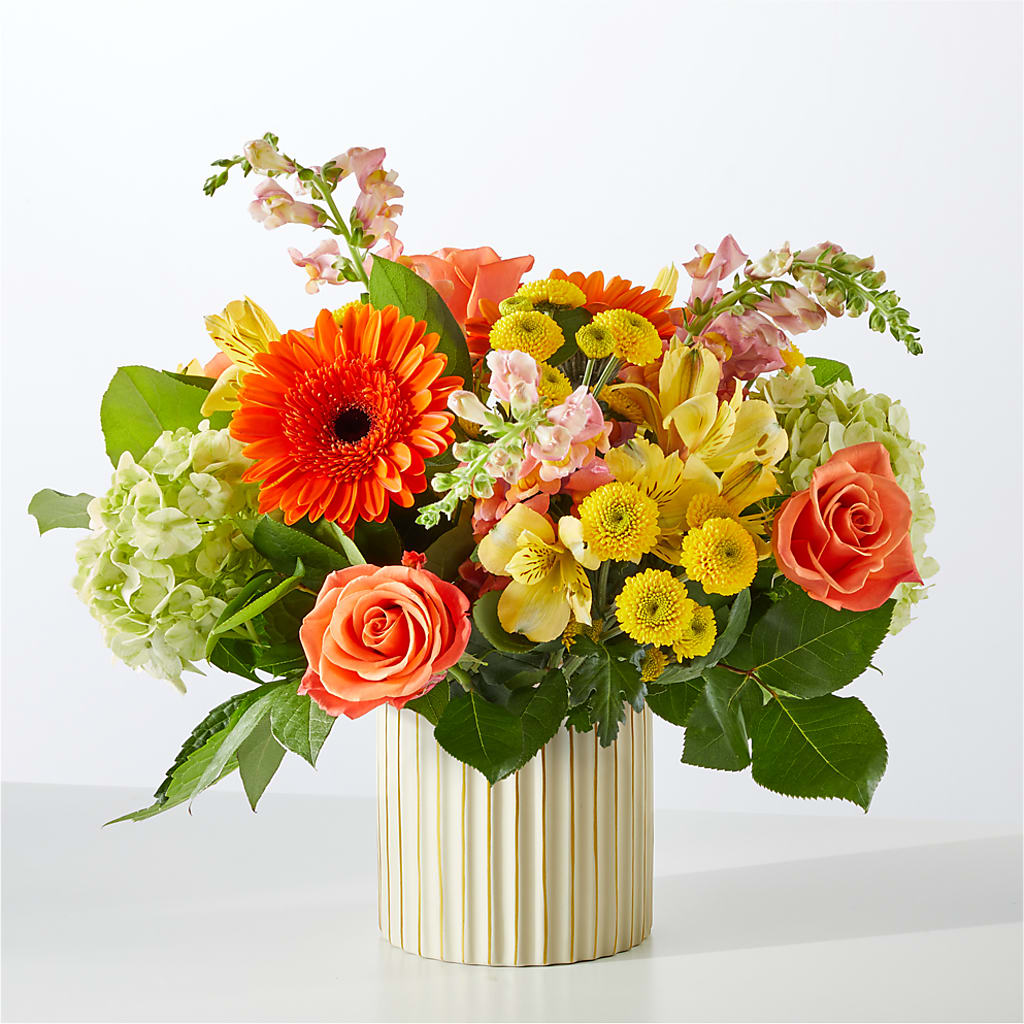 Autumn Sunshine Bouquet with Ivory Vase –  Flowers By Roger Inc, Middletown OH