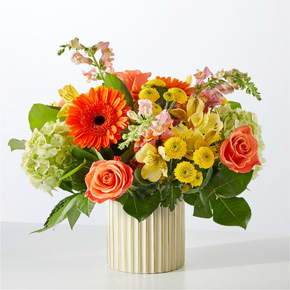 Autumn Sunshine Bouquet with Ivory Vase –  Flowers By Roger Inc, Middletown OH