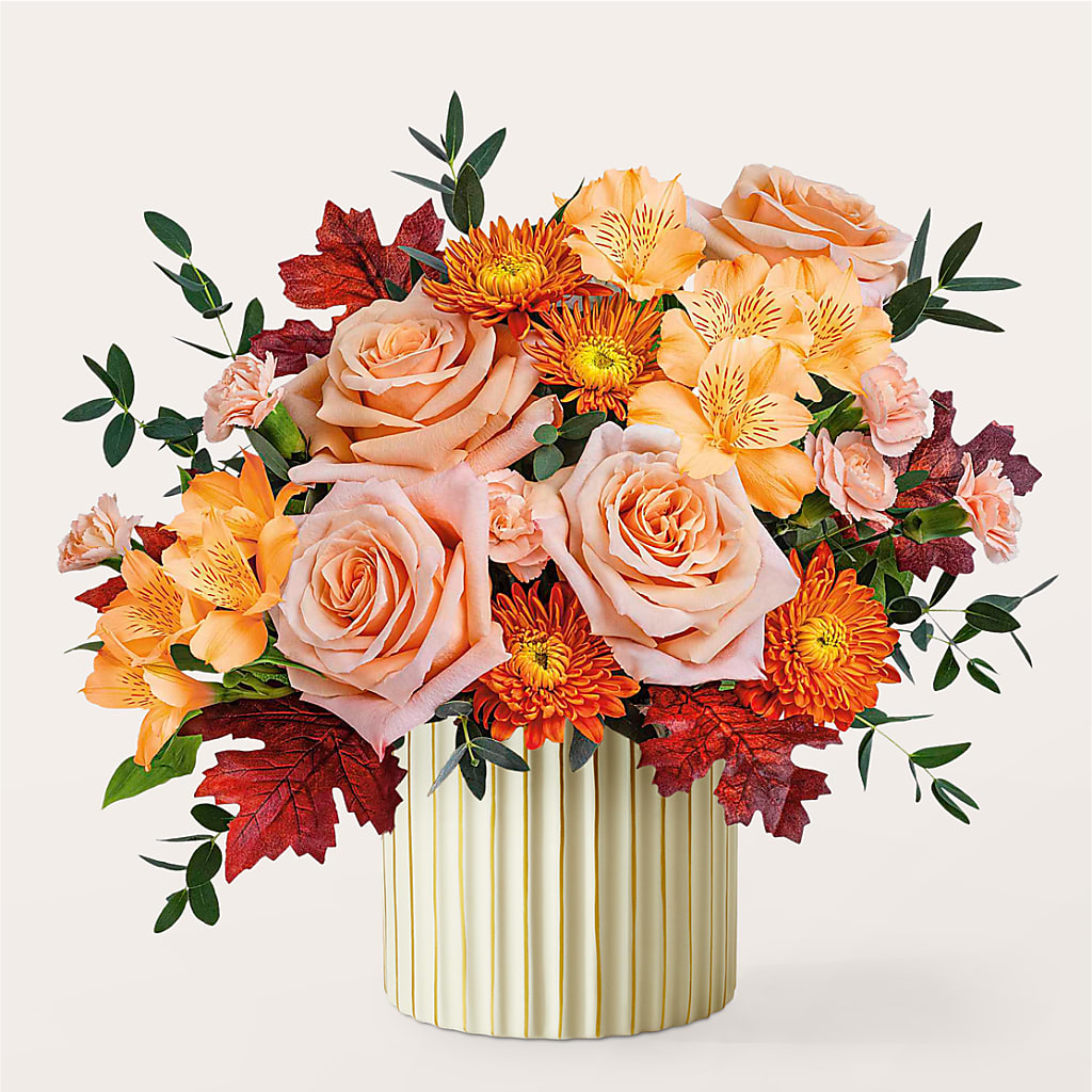 Spiced Latte Bouquet with Ivory Vase –  Flowers By Roger Inc, Middletown OH