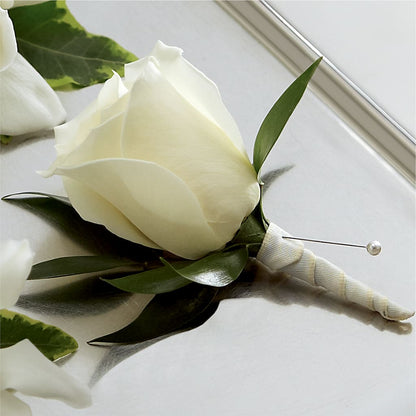 White Rose Boutonniere –  Flowers By Roger Inc, Middletown OH