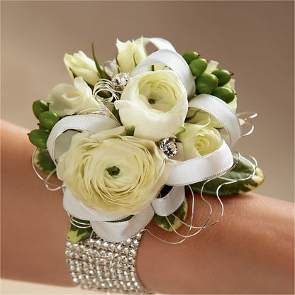 White Wedding Corsage –  Flowers By Roger Inc, Middletown OH